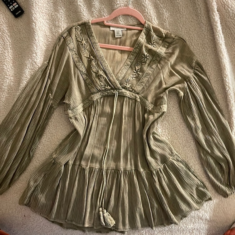 Embroidered Olive green dress size XS